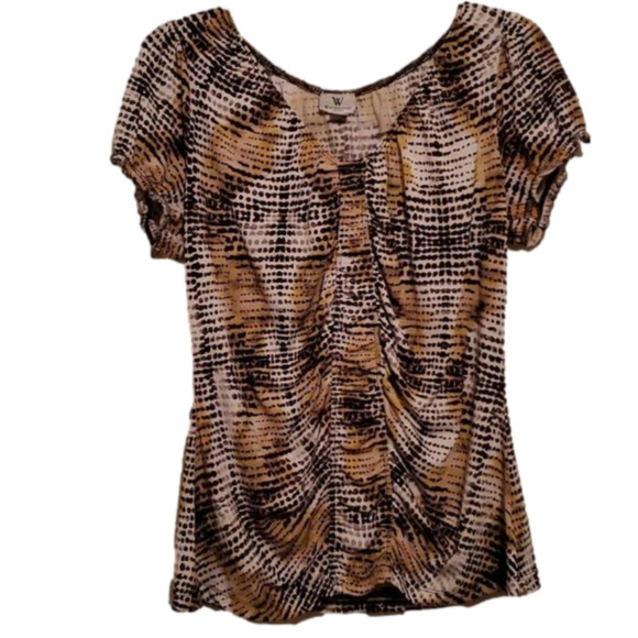 Worthington Stretch Cheeta Print Blouse Size Large - Picture 1 of 8